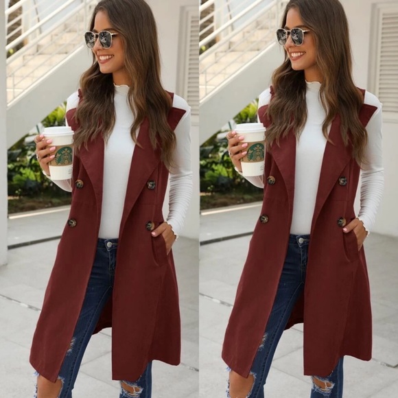 Chic Waterfall Button Detail Slay Long Vest - Picture 6 of 6